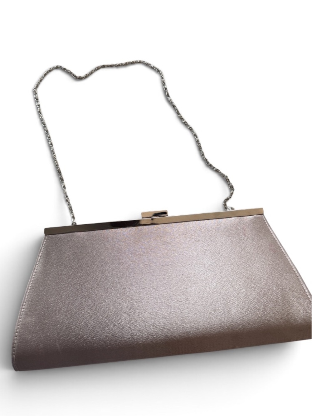 Lulu Townsend Champagne Satin Evening Clutch Shoulder Bag Wedding Formal